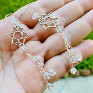 925 SS Chandelier drop lotus flower earrings